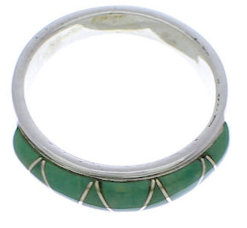 Southwestern Sterling Silver Turquoise Inlay Ring Size 4-3/4 UX36850